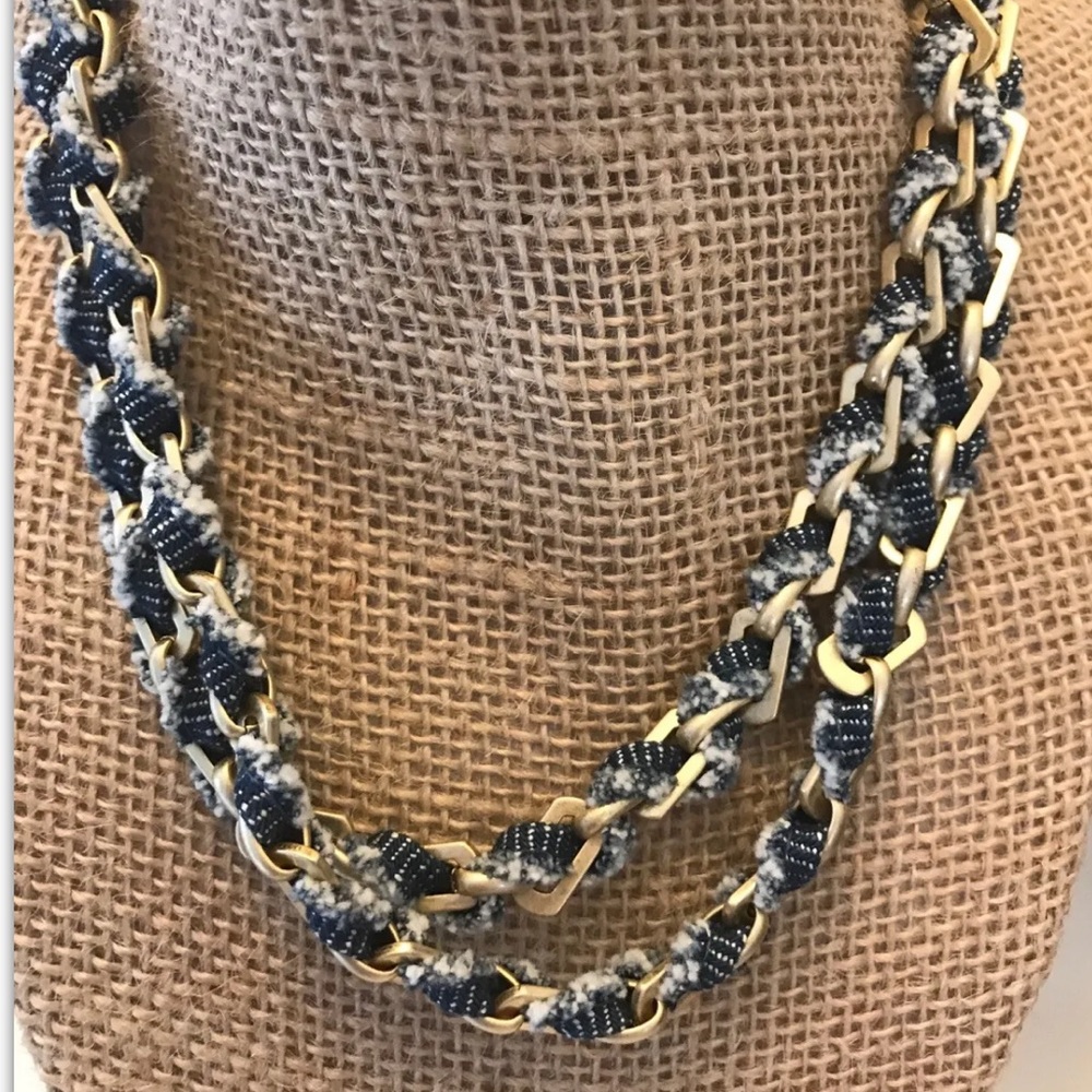 LUCKY BRAND LINK NECKLACE WITH RIBBON INSERT - GOLD TONED WRAP BRACELET - Picture 1 of 5